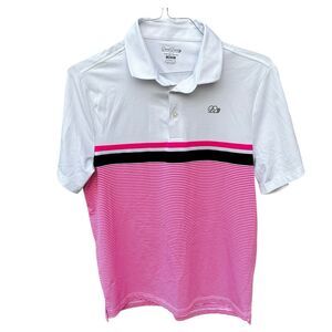 Good Good Polo Shirt Medium Performance Golf Short Sleeve “Skyline Polo” Striped